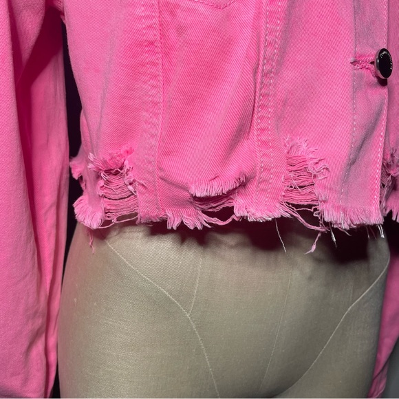 Roma Studio premium collection pink distressed edge cropped jacket - Picture 2 of 10